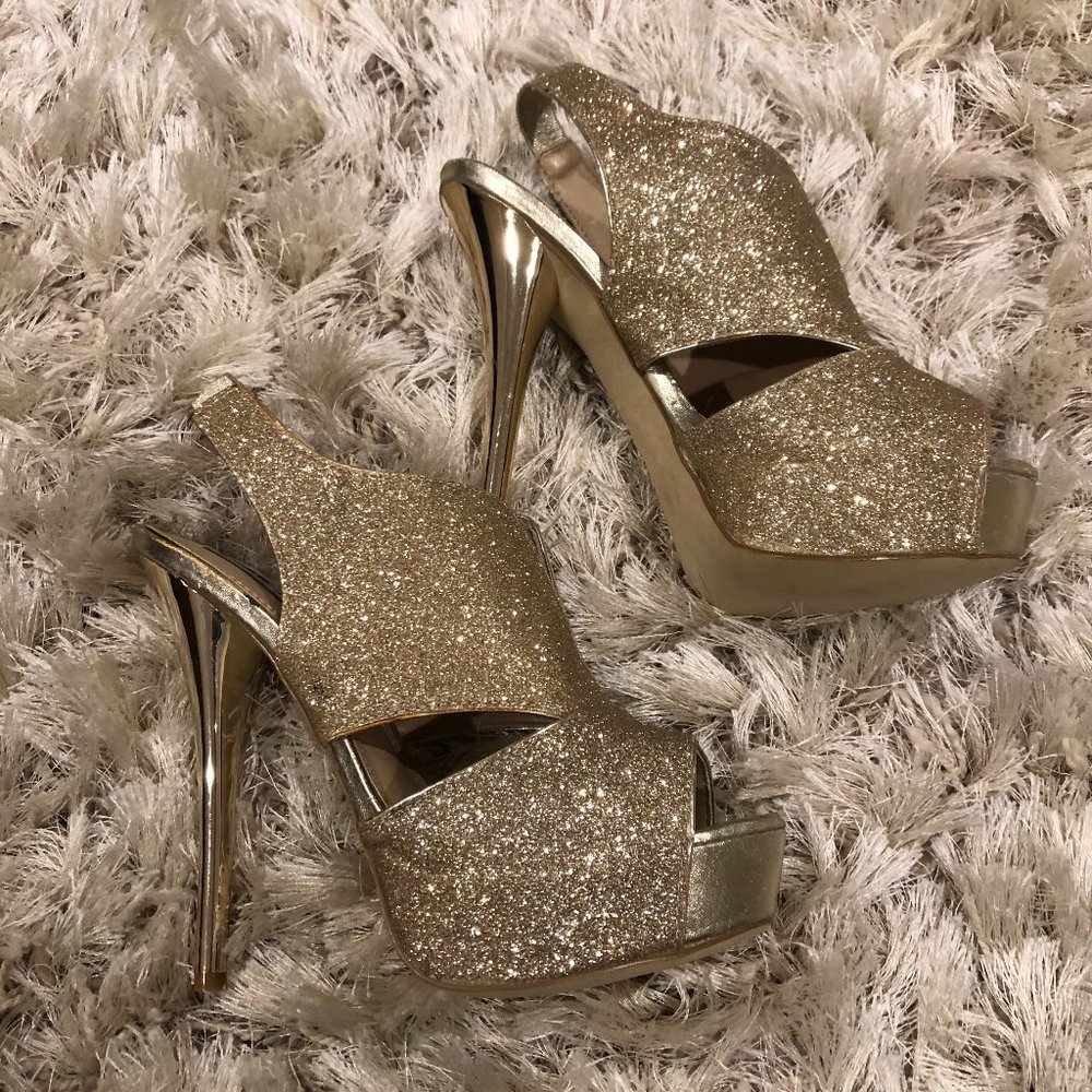 New Gold Glitter Steve Madden Heels